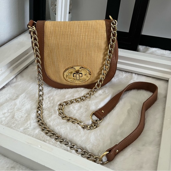 EMMA FOX  New Port Flap Crossbody Leather Bag Handbag Neutral - Picture 1 of 9
